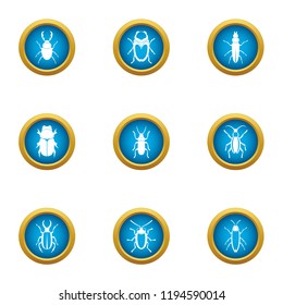 Useful beetle icons set. Flat set of 9 useful beetle vector icons for web isolated on white background