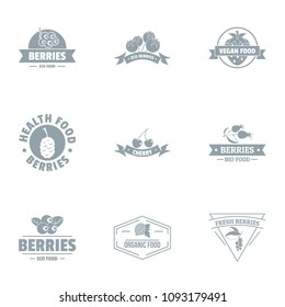 Useful berry logo set. Simple set of 9 useful berry vector logo for web isolated on white background