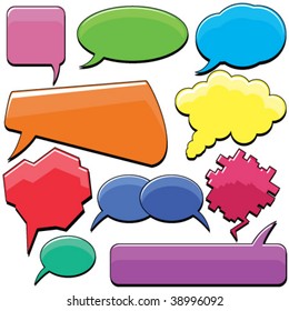 A useful collection of speech and thought bubbles.You can easily remove the shadows,change the colors, write the message inside.