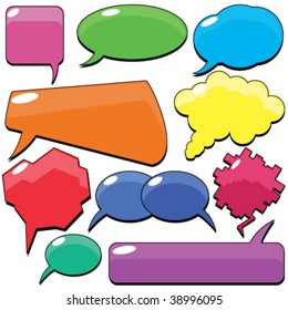 A useful collection of speech and thought bubbles.You can easily remove the shadows,change the colors, write the message inside.