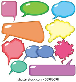 A useful collection of speech and thought bubbles.You can easily remove the shadows,change the colors, write the message inside.