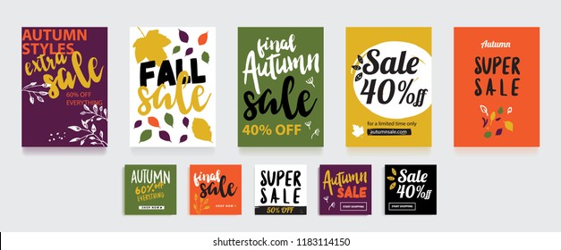 Useful design elements for Autumn sale campaign. Editable vector illustration file.