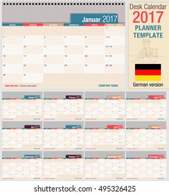 Useful desk calendar 2017 - Planner template. Format horizontal. German version