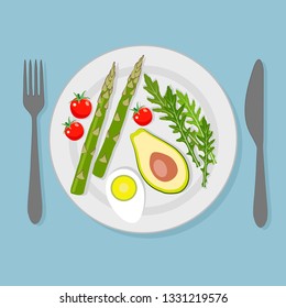 useful diet breakfast, vector illustration