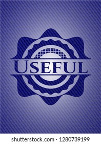 Useful emblem with denim high quality background