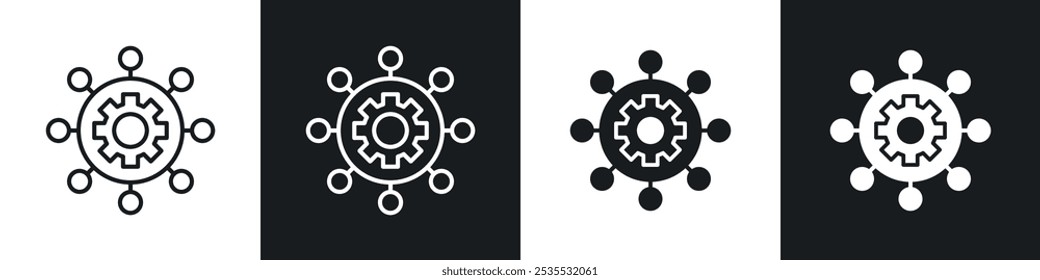 Useful functions vector icon set in black and white. EPS 10 illustration