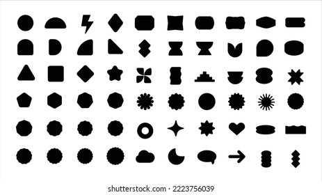 Formas geométricas útiles, color negro, conjunto de formas geométricas simples