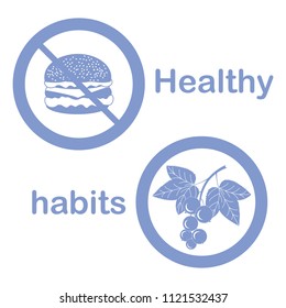 Useful and harmful food. Proper nutrition with excess weight and obesity. Cheeseburger and black currant.