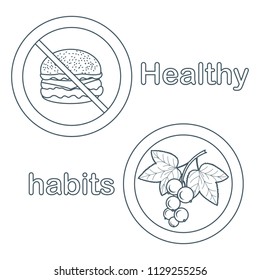 Useful and harmful food. Proper nutrition with excess weight and obesity. Cheeseburger and black currant.