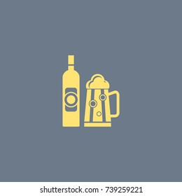 Useful Icon Of Beer Bottle & Glass. Eps-10