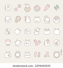 Useful icons with cute rabbit