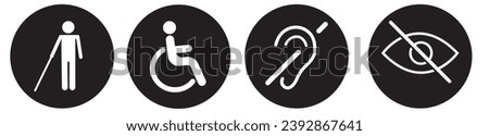 Useful icons for disabled persons. Disabled person icon set. 
