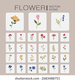 Useful icons that simplify flowers