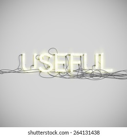 "Useful" made by neon type, vector