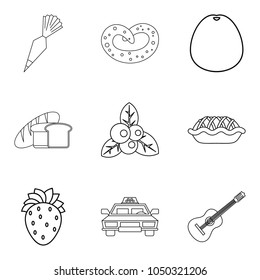 Useful nutrition icons set. Outline set of 9 useful nutrition vector icons for web isolated on white background