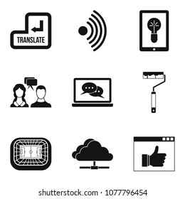 Useful resource icons set. Simple set of 9 useful resource vector icons for web isolated on white background