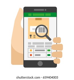 Useful smartphone app for barcode scanning isolated illustration