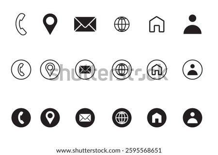 Useful vector icon set, home, call, mail, global, people, Email icon
