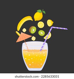 Useful vitamin fruit juice. Vector illustration EPS10