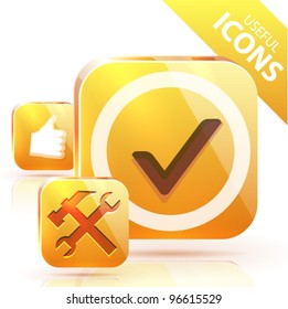 Useful yellow glossy square buttons