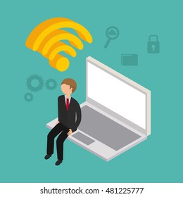 usefull for laptop isometric icons vector illustration design