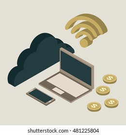 usefull for laptop isometric icons vector illustration design