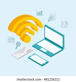 usefull for laptop isometric icons vector illustration design