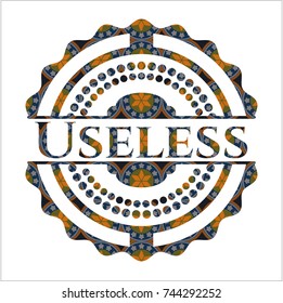 Useless arabic badge background. Arabesque decoration.