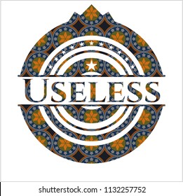 Useless arabic style emblem. Arabesque decoration.