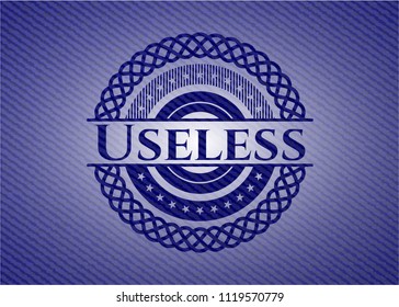 Useless badge with denim background