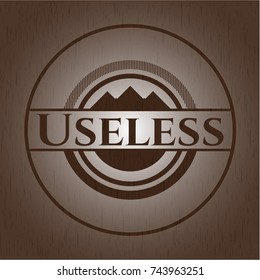 Useless badge with wood background