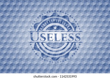 Useless blue polygonal badge.