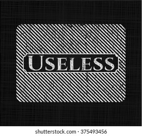 Useless chalk emblem, retro style, chalk or chalkboard texture