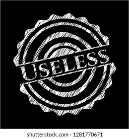 Useless chalkboard emblem on black board
