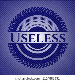 Useless emblem with denim high quality background