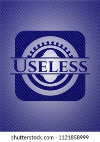 Useless emblem with denim high quality background