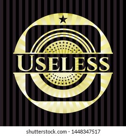 Useless gold emblem or badge. Vector Illustration. Detailed.