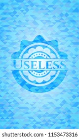 Useless light blue emblem with mosaic background