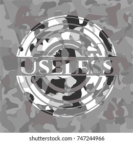 Useless on grey camouflaged texture