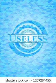 Useless realistic sky blue emblem. Mosaic background
