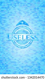 Useless realistic sky blue mosaic emblem