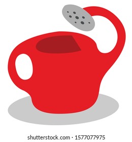 Useless red watering-can with a shadow underneath.
