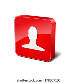 User 3d Rounded Corner Red Vector Icon Button