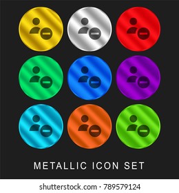 User 9 color metallic chromium icon or logo set including gold and silver