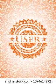 User abstract emblem, orange mosaic background