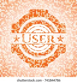 User abstract emblem, orange mosaic background