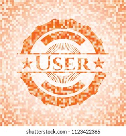 User abstract orange mosaic emblem with background