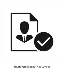 User accepted tick paper sign simple icon on  background