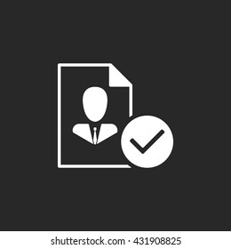 User accepted tick paper sign simple icon on  background