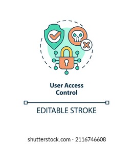 User Access Control Concept Icon. Sensitive Information Integrity Abstract Idea Thin Line Illustration. Isolated Outline Drawing. Editable Stroke. Roboto-Medium, Myriad Pro-Bold Fonts Used